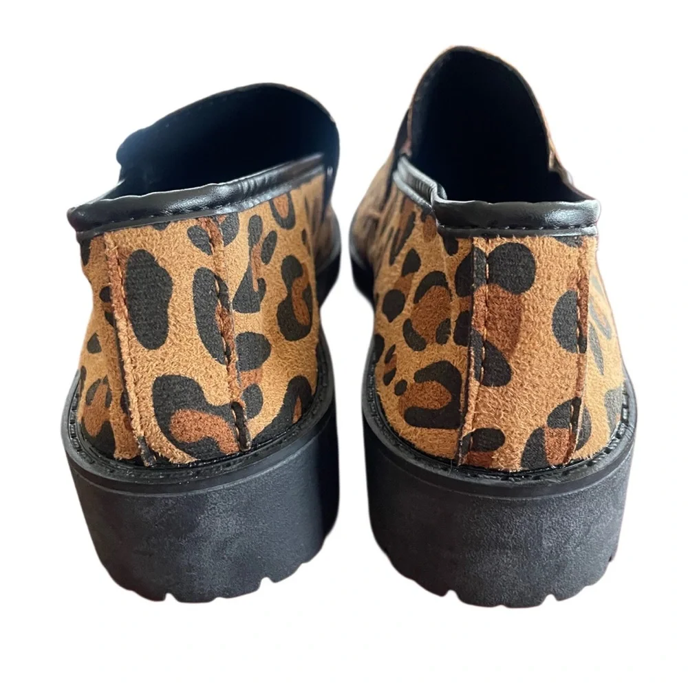 Leopard Print Chunky Lug Sole Loafers Slip On Penny Loafer Flats Casual Trendy 7
